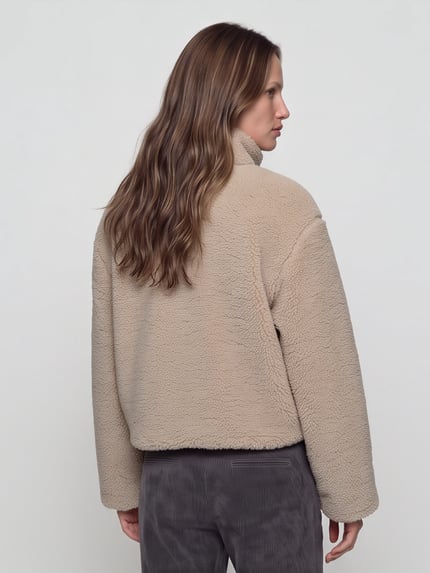 ONLY Teddyjacke mit hohem Stehkragen Sand 5
