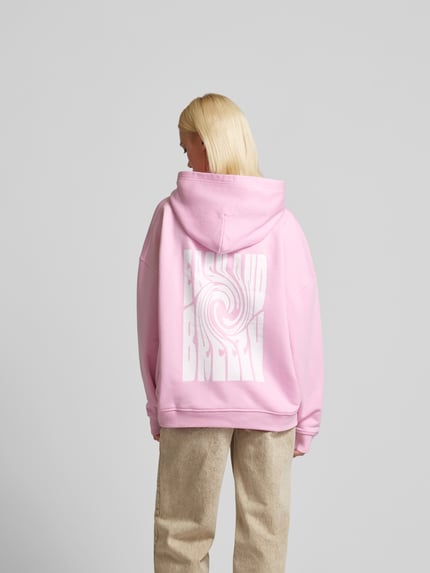 OH APRIL oversized hoodie met labelprint Felroze - 5