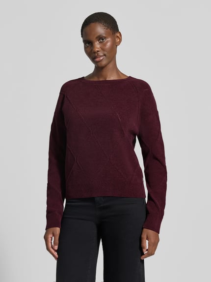 Brax sweter w kroju regular fit z mieszanki bawełny model 'LISA' Bordowy 4