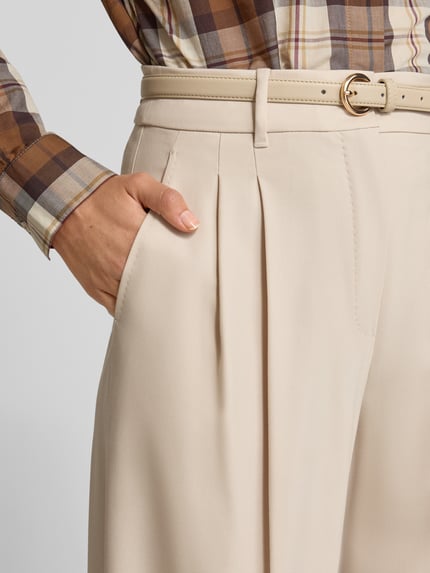 Max Mara Studio Weite Hose aus Schurwoll-Mix Modell 'ENTRATA' Beige 3