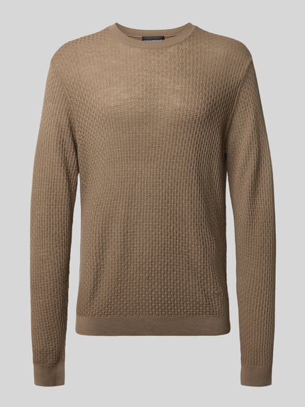 Emporio Armani Strickpullover mit gerippten Abschlüssen Hellbraun 2