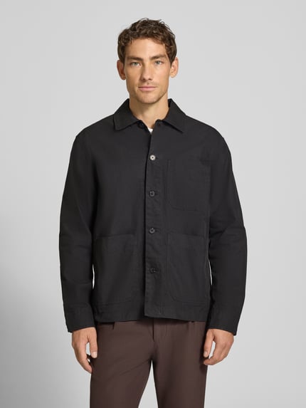 Selected koszula casualowa o kroju regular fit z mieszanki bawełny model 'MOTTO' Czarny 4