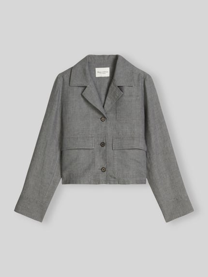 Marc O'Polo Relaxed Fit Jacke aus reinem Leinen Mittelgrau Melange 2