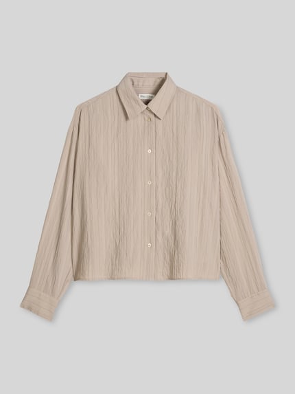 Marc O'Polo Cropped Langarmbluse mit Crinkle-Struktur Beige 2