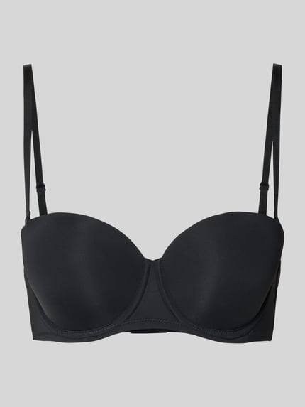 Produktfoto, Regular Fit BH in Balcony-Optik von DORINA z elastyczna mieszanka materiałów, odpinane i regulowane cienkie ramiączka, zapięcie na haftkę, kolor czarny, gładka tekstura