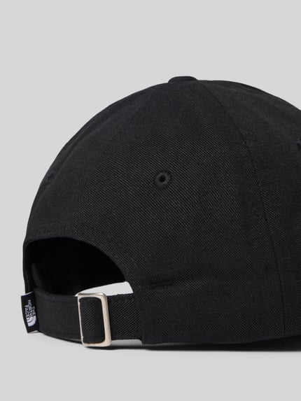 Produktfoto, czarna czapka z daszkiem 'Größenverstellbare Cap mit Label-Stitching' von The North Face z mieszanki bawełny, regulowana długość, wyhaftowane logo, usztywniany daszek