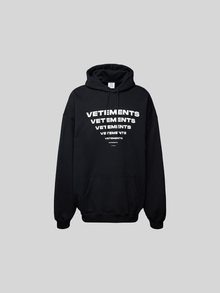 VETEMENTS oversized hoodie met labelprint Zwart - 2