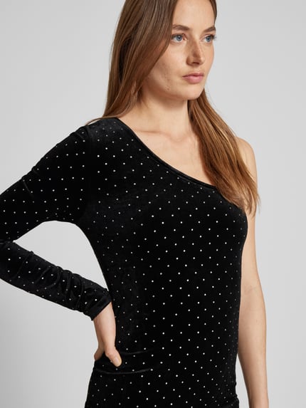 MANGO Minikleid mit Ziersteinbesatz und One-Shoulder-Träger Black 3