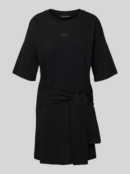 Productfoto, T-Shirt-Kleid mit Rundhalsausschnitt und 1/2-Arm van ARMANI EXCHANGE in zwart, rechte fit, minijurk, katoen, labeldetail.