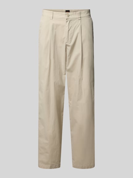 Produktfoto, helle beige Straight Fit Chino aus Baumwoll-Mix von BOSS Orange Herren Chino, glatte Oberfläche, dezente Nähte
