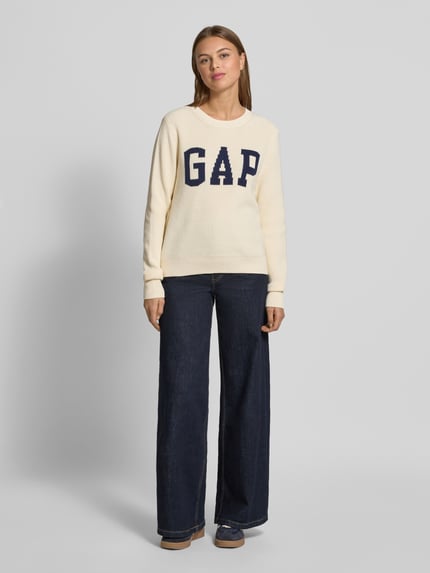 GAP Strickpullover mit Logo und Rundhalsausschnitt Weiss 1