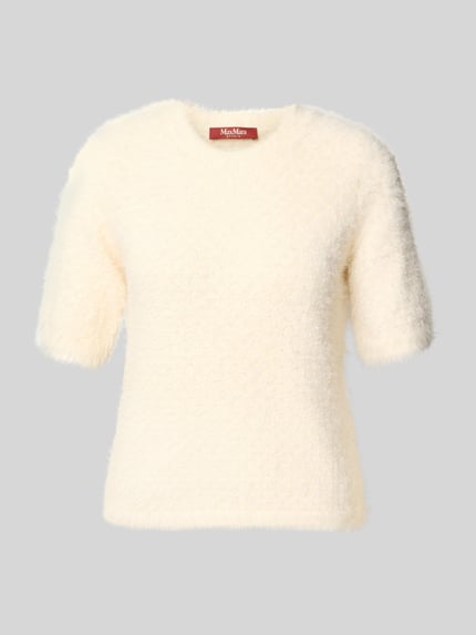 Max Mara Studio Slim Fit Pullover mit Perlenbesatz Weiss 2