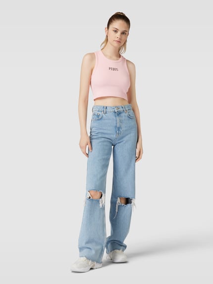 PEQUS Crop Top mit Label-Print Rosa 1