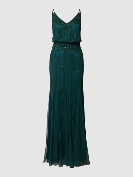 Lace & Beads Abendkleid mit Zierbesatz Dunkelgruen 2