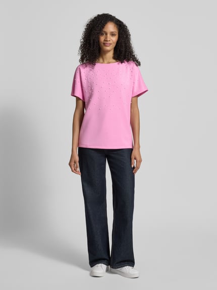 Christian Berg Woman T-Shirt mit Rundhalsausschnitt und Perlen Rosa 1