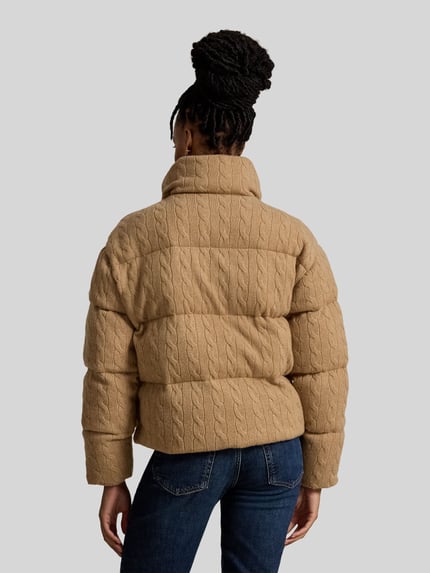 Polo Ralph Lauren Regular fit gewatteerd jack van mix van wol en kasjmier Camel - 5