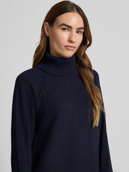 ICHI Midikleid mit gerippten Abschlüssen Modell 'DASILA' Marine 3