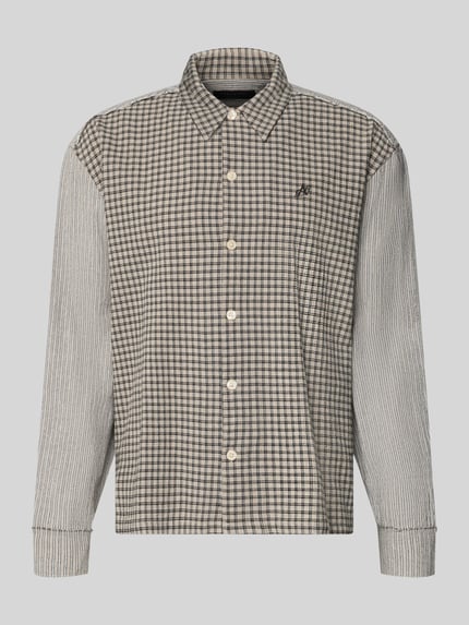 Produktfoto, Regular Fit Freizeithemd mit Kentkragen von AllSaints, Baumwolle, kariertes und gestreiftes Muster, neutrale Töne, Allover-Look