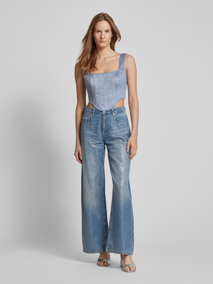 GUESS Crop Top mit Karree-Ausschnitt Modell 'ORIOLA' Jeansblau 1