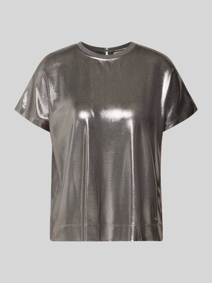 MOS MOSH T-shirt in leerlook, model 'Nicola' Lichtgrijs - 2