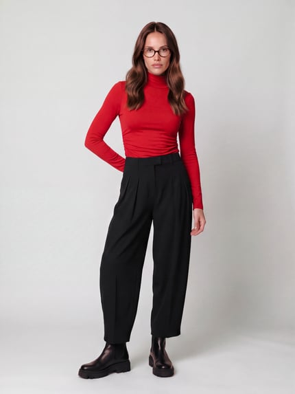 Jake*s Casual Slim Fit Langarmshirt aus Modal-Mix Kirsche 1