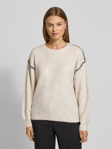 FREE/QUENT Gebreide pullover met ronde hals, model 'Kinlock' Beige - 4