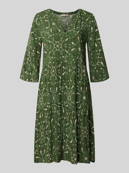 Produktfoto, Relaxed Fit Minikleid aus zuiver viscose met all-over paisleyprint, tuniekhals, 3/4-mouw van Christian Berg Woman Selection