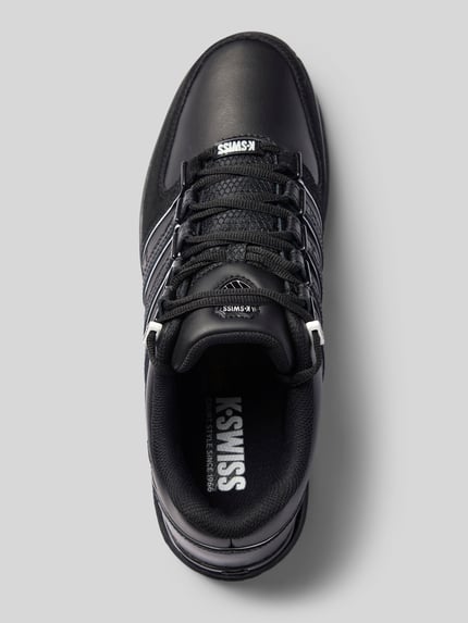 Produktfoto, Sneaker aus Leder mit Label-Details Modell 'Rinzler' von K-SWISS, czarny, zaokrąglony kształt, powlekana skóra, wyprofilowana podeszwa, wiązanie, detale z logo, wysokość obcasa: 3 cm, wysokość cholewki: 9 cm, szerokość w rozmiarze 44: 9 cm