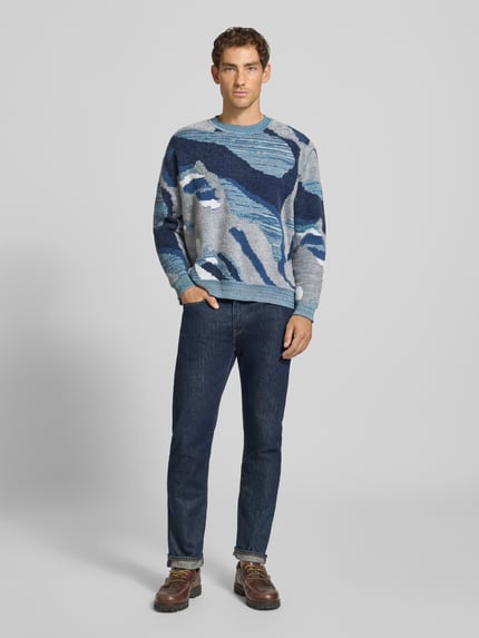 Scotch & Soda bluzka o luźnym kroju sweter z dzianiny we wzór na całej powierzchni Jasnoszary 1