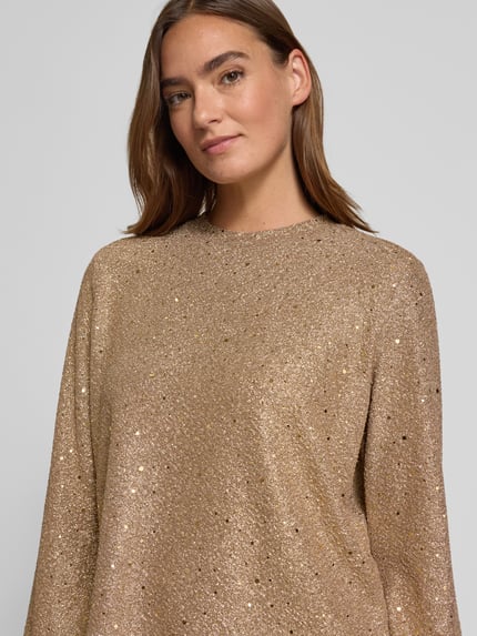 Jake*s Collection Schimmerndes Blusenshirt mit Pailletten Gold 3
