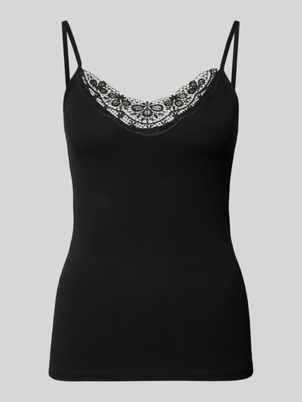 VERO MODA Trägertop mit Spitzenbesatz Modell 'INGE' Black 2