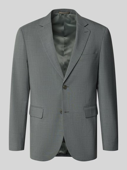 Produktfoto, Regular Fit Blazer mit Lanawoll-Anteil Modell 'Charles' von Matinique, elastyczna mieszanka materiałów, kołnierz z połami, brustasza, kieszenie z wypustkami, listwa z 2 guzikami, długość tyłu w rozmiarze 50: 75 cm, szerokość w rozmiarze 50: 46 cm, długość rękawów w rozmiarze 50: 66 cm, kolor szaro-zielony, gładka faktura