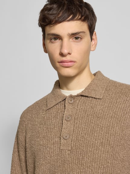 ONLY & SONS Koszulka polo o kroju relaxed fit z dzianiny z mieszanki bawełny model ‘DALE LIFE’ Jasnobrązowy 3