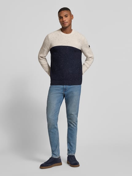Tom Tailor Regular Fit Strickpullover aus Baumwoll-Mix Blau 1
