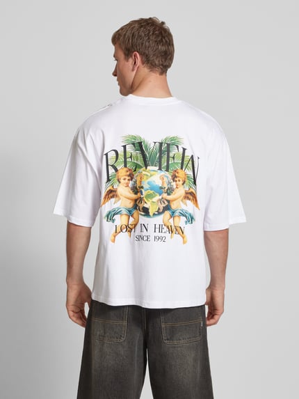 REVIEW T-Shirt mit Label-Print Weiss 5