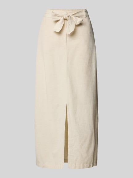 Midirok loopsplit en strikceintuur, model 'PRISILLA' Shop The Look MANNEQUINE