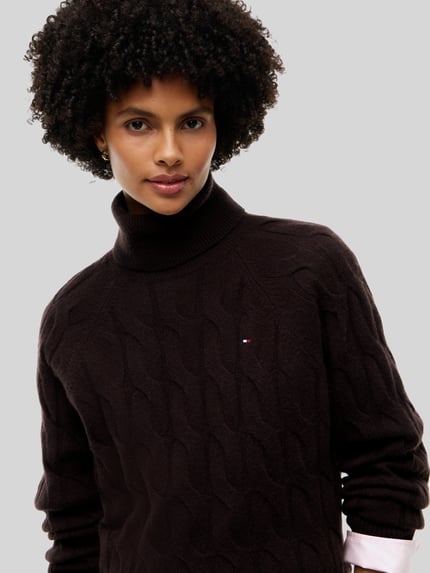 Tommy Hilfiger Relaxed Fit Rollkragenpullover aus reiner Wolle Dunkelbraun 3