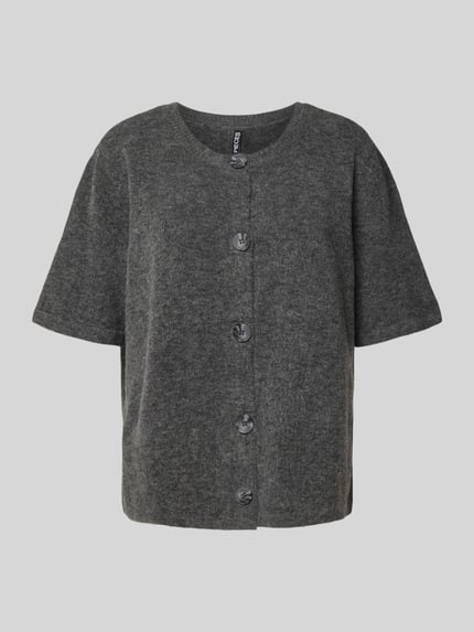 PIECES Kurtka z dzianiny o kroju regular fit z krótkim rękawem model ‘JIKO’ Średnioszary melanż 2
