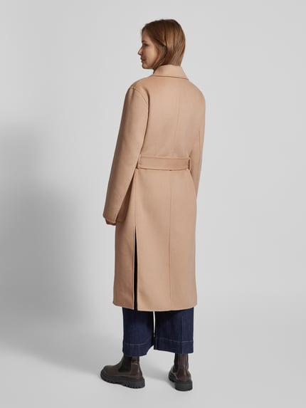 White Label Płaszcz z żywej wełny z wiązanym paskiem Camel 5