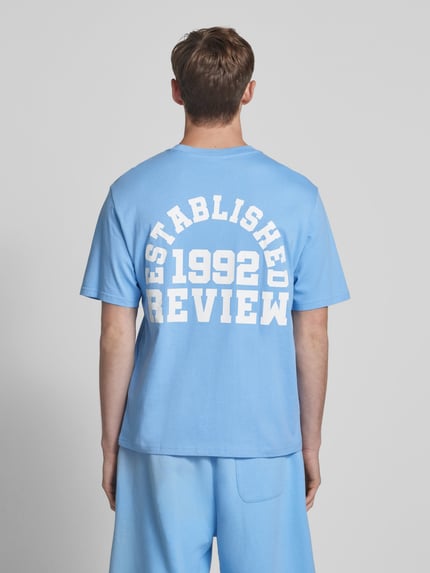 REVIEW Regular fit T-shirt van een mix van katoen en viscose Lichtblauw - 5