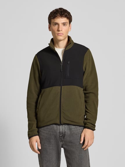 Blend Fleecejack met ritszakken, model 'MARIO' Olijfgroen - 4