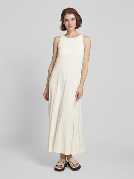 MM by Max Mara Maxikleid mit Rundhalsausschnitt Modell 'SUPREMO' Ecru 4