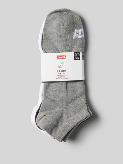 Levi's® Socken mit Label-Detail Modell 'LOW CUT BATWING LOGO' im 3er-Pack Mittelgrau 3