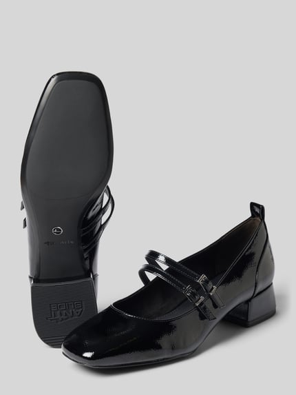 Produktfoto, Pumps in Lackleder-Optik von Tamaris, glänzend schwarz, eckige Form, glatte Oberfläche, Absatz, Damen Pumps von Tamaris