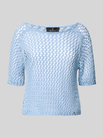 monari Strickshirt mit Lochmuster Hellblau 2
