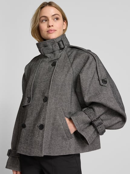 Gestuz Jacke mit Woll-Anteil und Stehkragen Mittelgrau 3