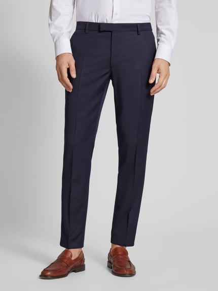 JOOP! COLLECTION Spodnie od garnituru męskie JOOP! Collection;Mieszanka bawełny i elastanu;Krój slim fit;Model ‘Blayr’;Jednolity kolor;Kanty;Szerokość w pasie w rozmiarze 50: 43 cm;Długość wewnętrzna nogawki w rozmiarze 50: 80 cm Ciemnoniebieski 4