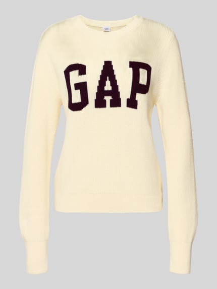 GAP Strickpullover mit Logo und Rundhalsausschnitt Weiss 2