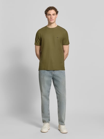 Fynch-Hatton Regular Fit T-Shirt mit Logo-Stitching Oliv 1