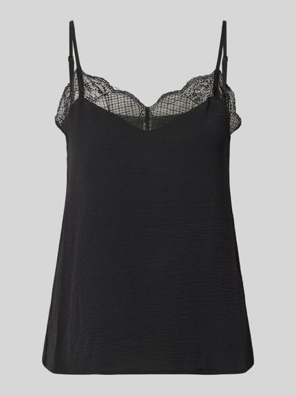 PIECES Loose Fit Blusentop mit Spitzenbesatz Model 'TIFFANY' Black 2